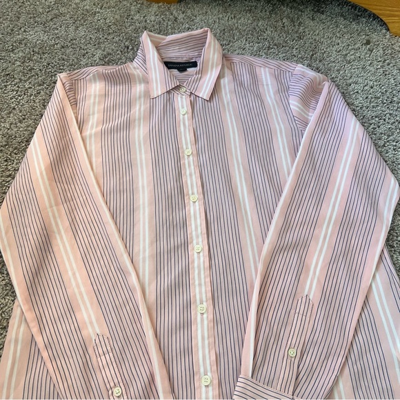 {Banana Republic} Pink and Blue Striped Button Down Shirt - Picture 3 of 7